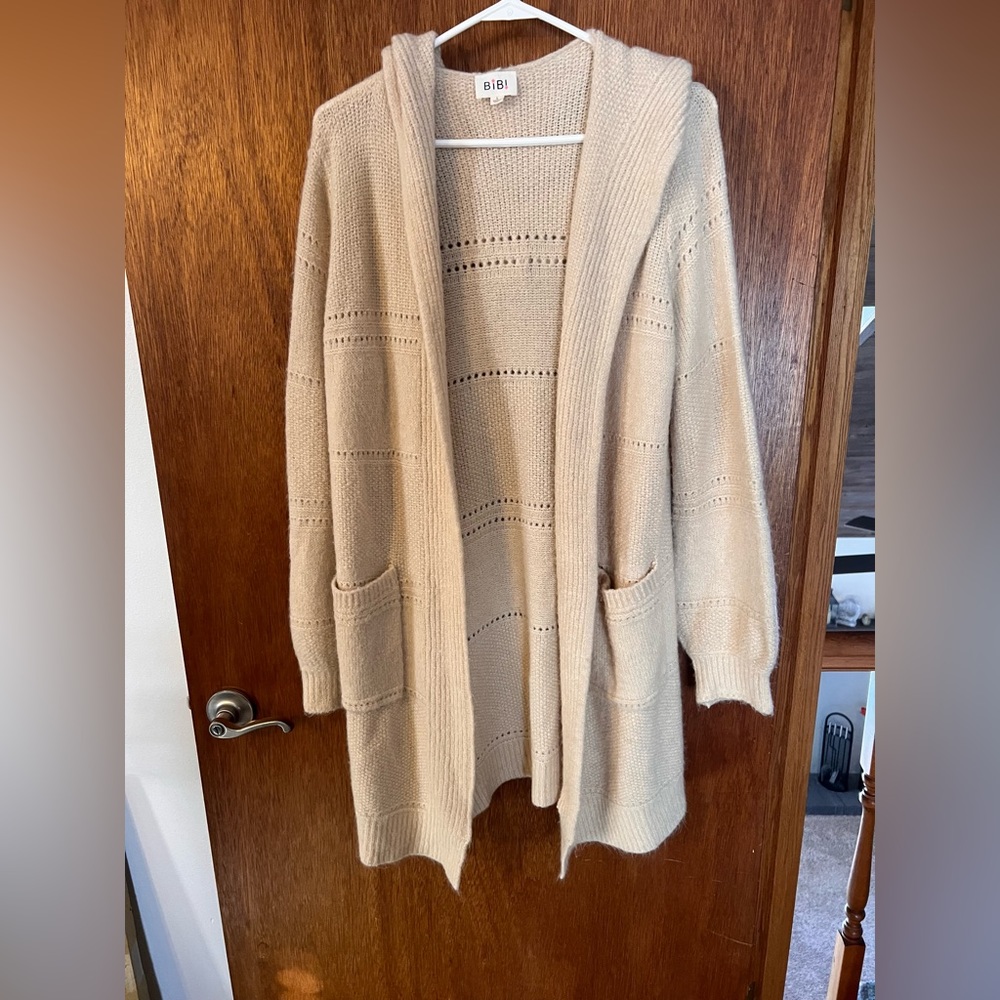 Open Cardigan Sweater with Hood